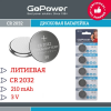 Батарейки GoPower CR2032 BL5 Lithium 3V 5шт