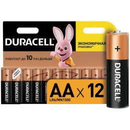 Duracell Батарейка AA, Щелочной тип, 1,5 В, 12 шт