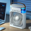 Настольный вентилятор Вентилятор AIR COOLER FAN, мини кондиционер с 3 скоростями работы, настольный вентилятор c led подсветкой, белый