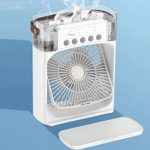 Настольный вентилятор Вентилятор AIR COOLER FAN, мини кондиционер с 3 скоростями работы, настольный вентилятор c led подсветкой, белый