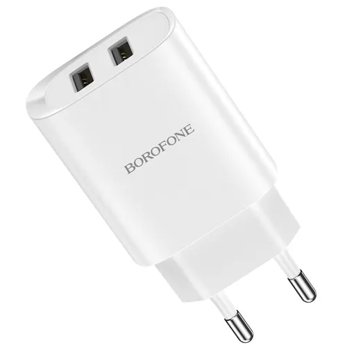 Сетевой адаптер питания Borofone BN2 Super Fast White зарядка 2.1А Quick Charging 2 USB-порта, белый