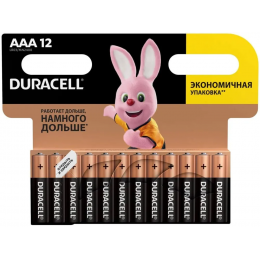 Duracell Батарейка AAA, Щелочной тип, 1,5 В, 12 шт