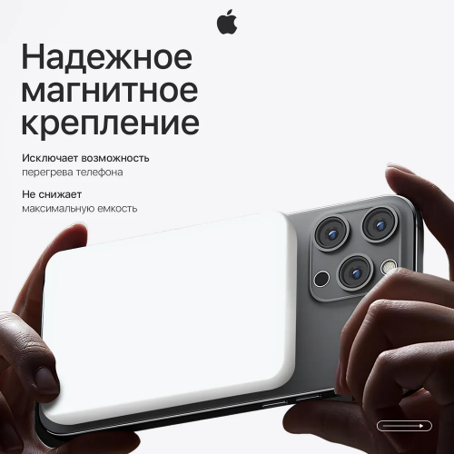 Повербанк магнитный, внешний аккумулятор, MagSafe Battery Pack, 5000 мАч, Powerbank, белый