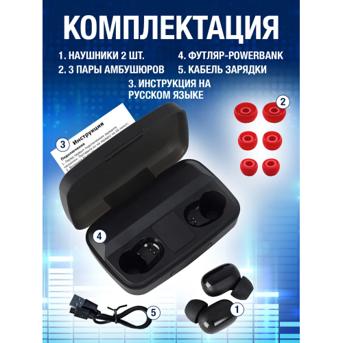 Беспроводные Bluetooth наушники Enotty A10s с функцией POWER BANK