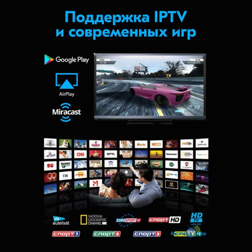 TV-Приставка MXQ Медиаплеер PRO 4K Android, 4 ГБ/64 ГБ, Bluetooth, Wi-Fi, черный